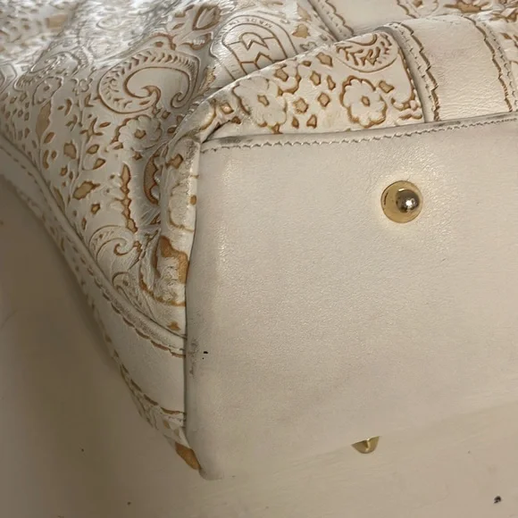 Marino Orlandi large imprinted white brown shoulder bag/ tote - Picture 15 of 16